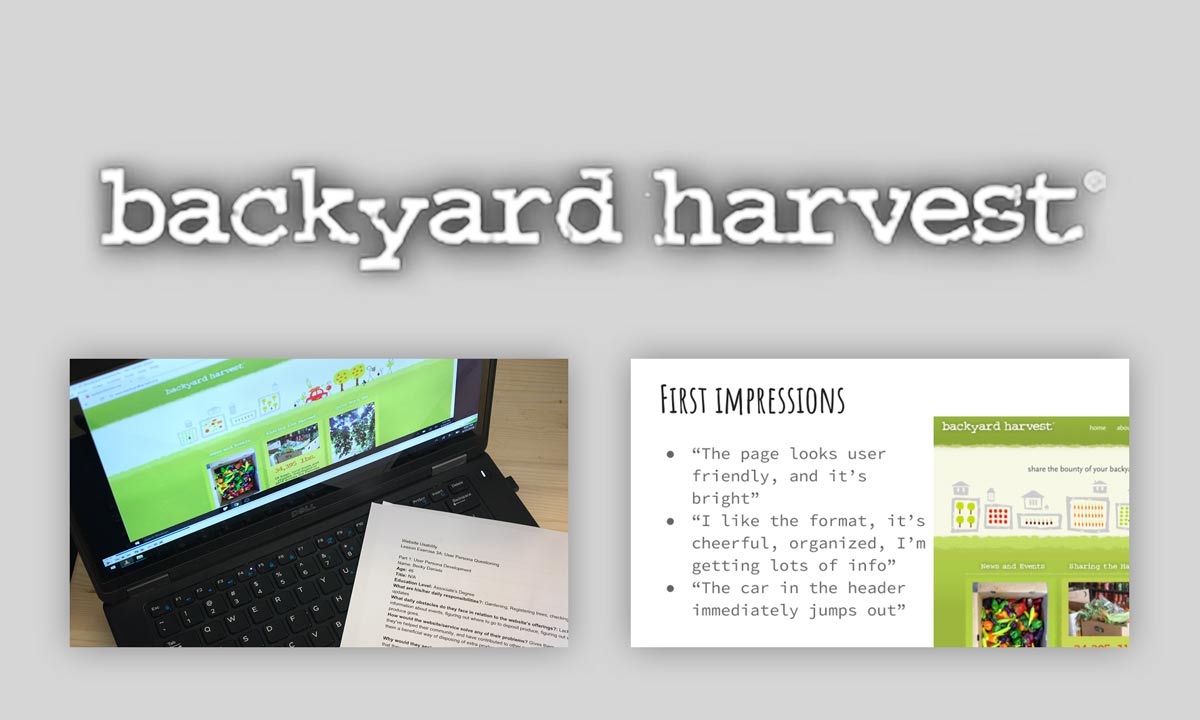 Backyard Harvest UX Testing Visual Example